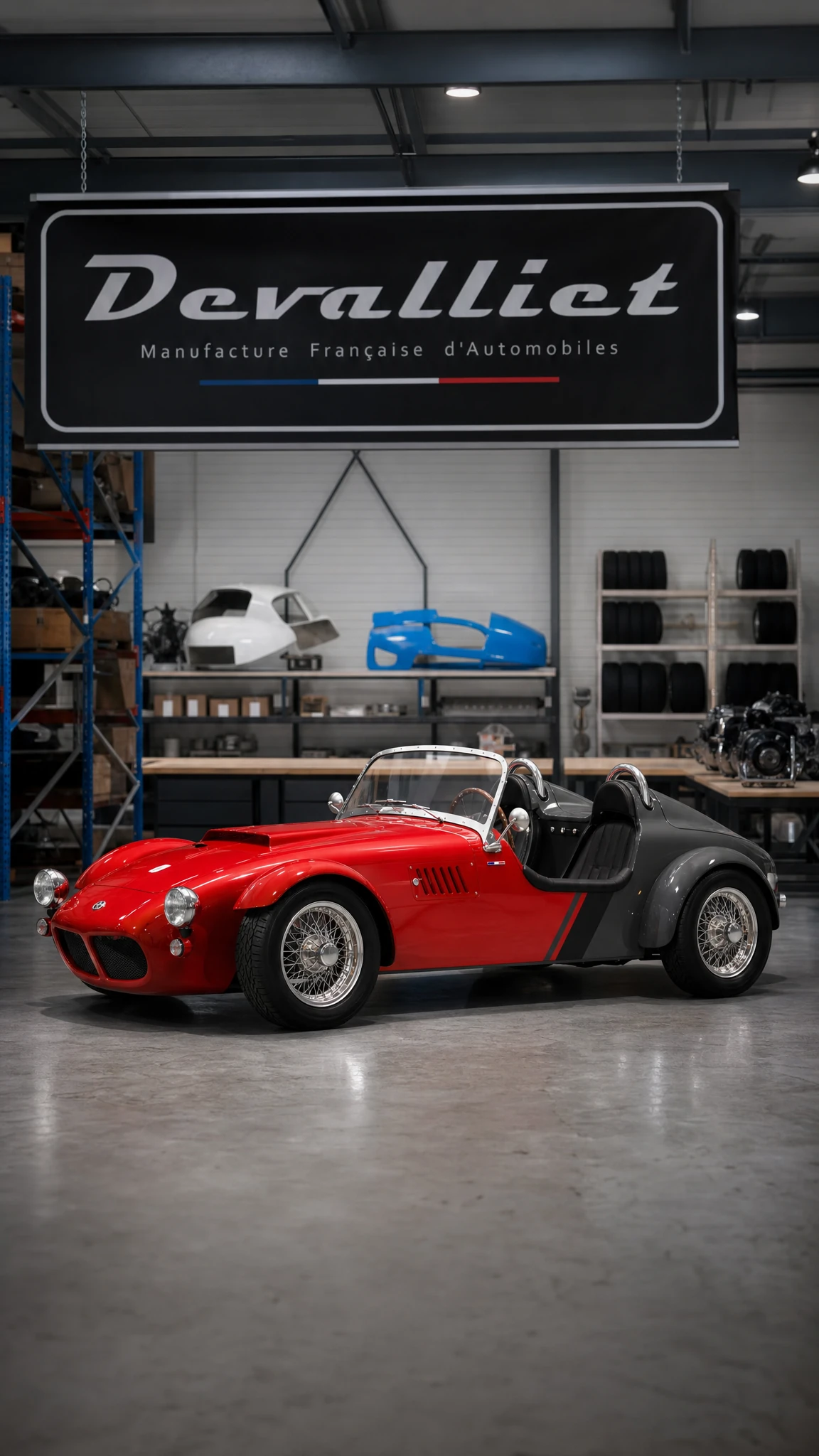 Mugello rouge et graphite terminée au centre de l’atelier